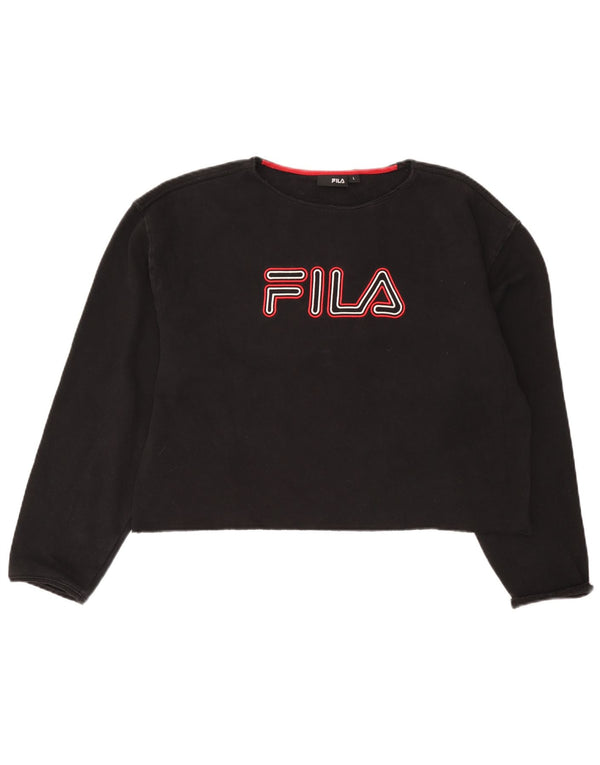 Fila Womens Crop Graphic Moletom Jumper Reino Unido 16 Grande Preto