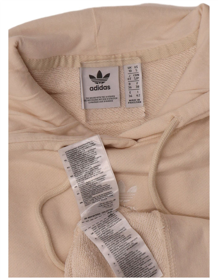 Adidas Womens Hoodie Jumper UK 10 Pequeno Algodão Bege