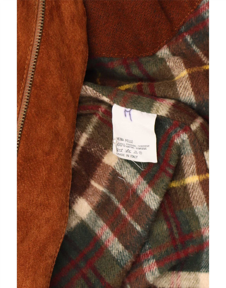 Sobretudo de camurça masculino vintage IT 48 couro marrom médio