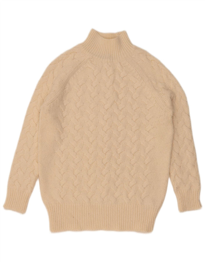 Suéter feminino Marks & Spencer com gola tartaruga Reino Unido 10 pequeno bege