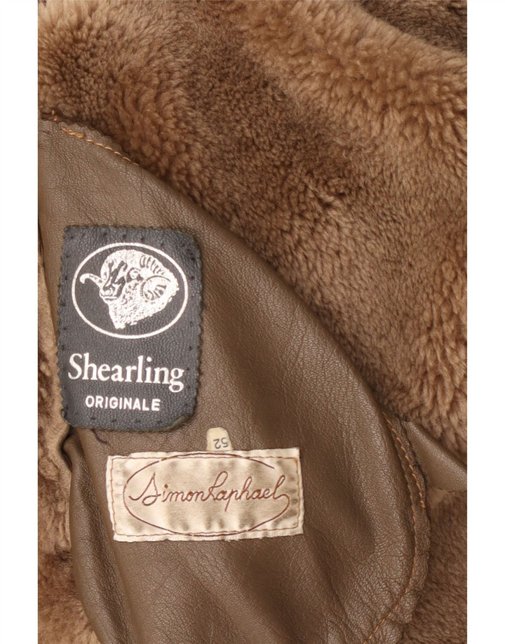 Jaqueta masculina vintage de shearling IT 52 XL Bege Shearling