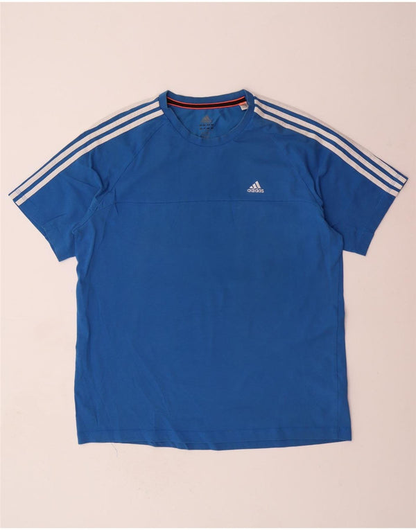 Camiseta Adidas Masculina Climalite Top Grande Algodão Azul