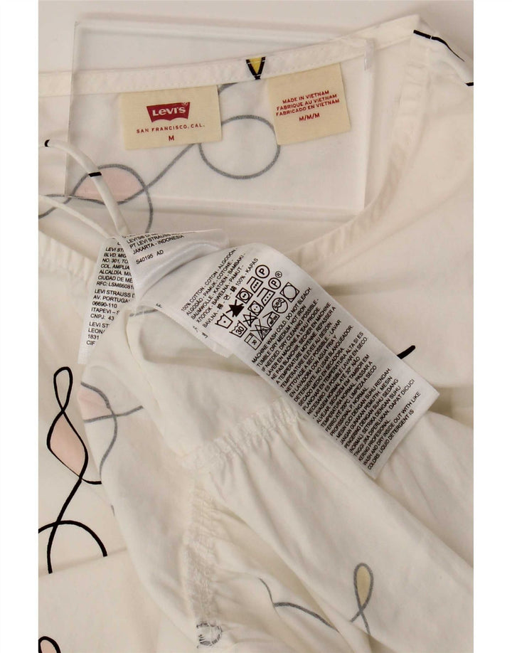 Vestido Levi's Feminino Abstrato Padrão Oversized Tenda Reino Unido 14 Médio Branco