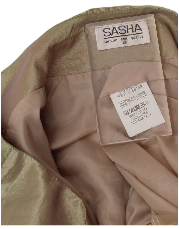 Saia feminina maxi trompete SASHA EUA 12 grande W32 nylon dourado