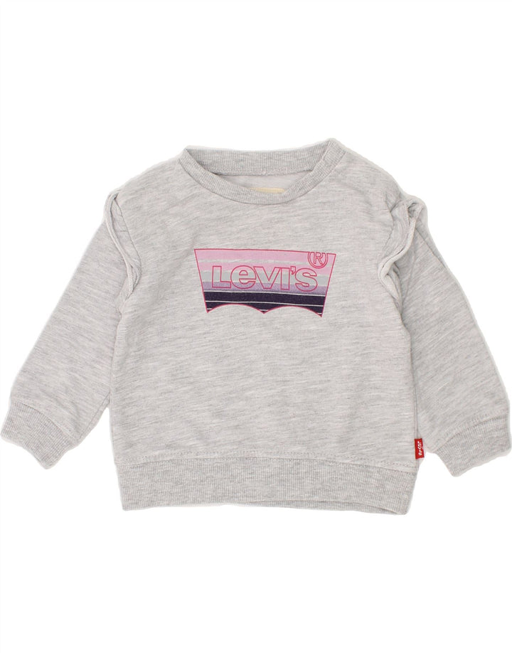 LEVI'S Baby Girls Graphic Sweatshirt Jumper 3-6 Months Grey Vintage Levi's and Second-Hand Levi's from Messina Hembry 