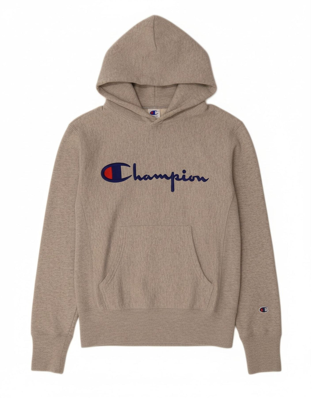 CHAMPION Suéter masculino com capuz gráfico cinza médio algodão