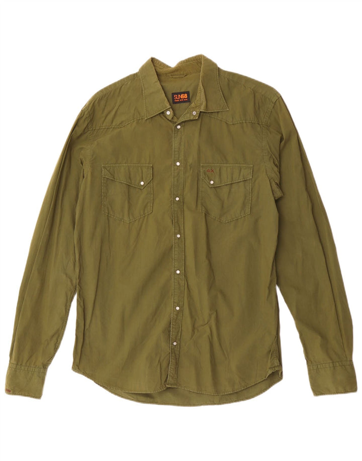 Camisa masculina Sun68 grande algodão verde