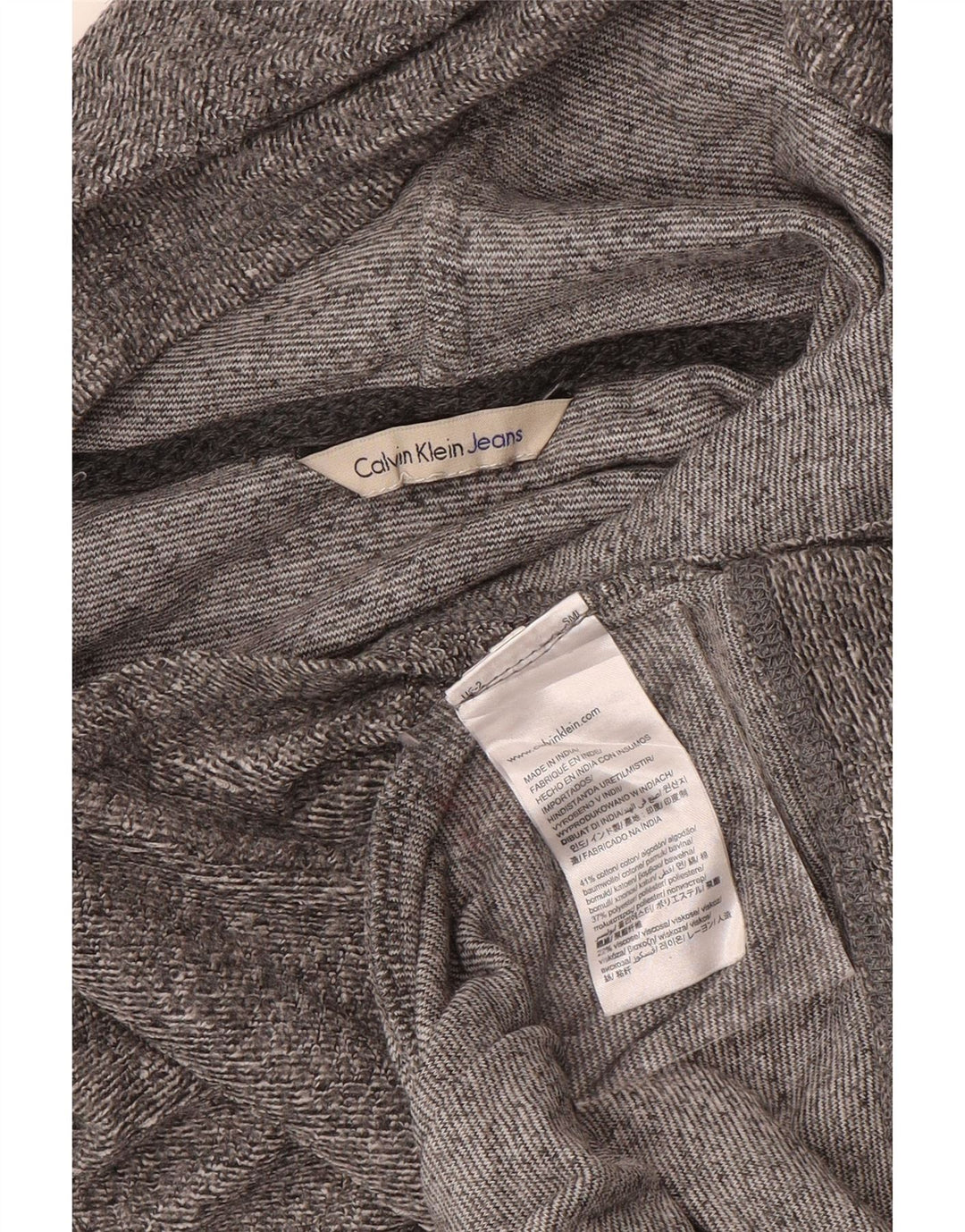 Moletom com capuz feminino CALVIN KLEIN JEANS Reino Unido 14 algodão manchado cinza médio