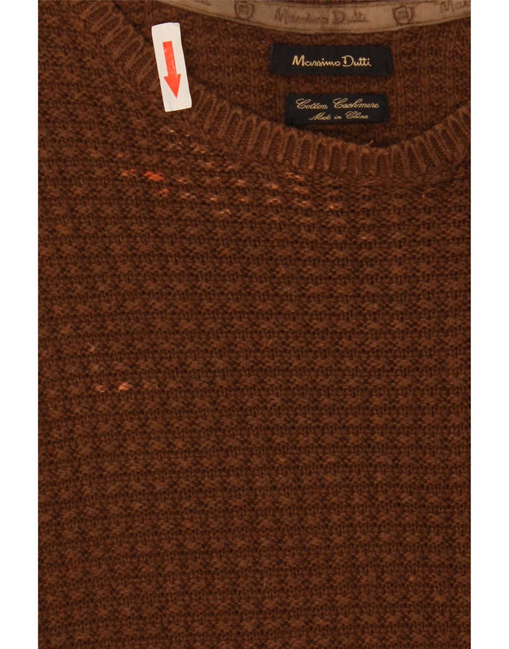 Suéter masculino Massimo Dutti com gola redonda XL algodão marrom
