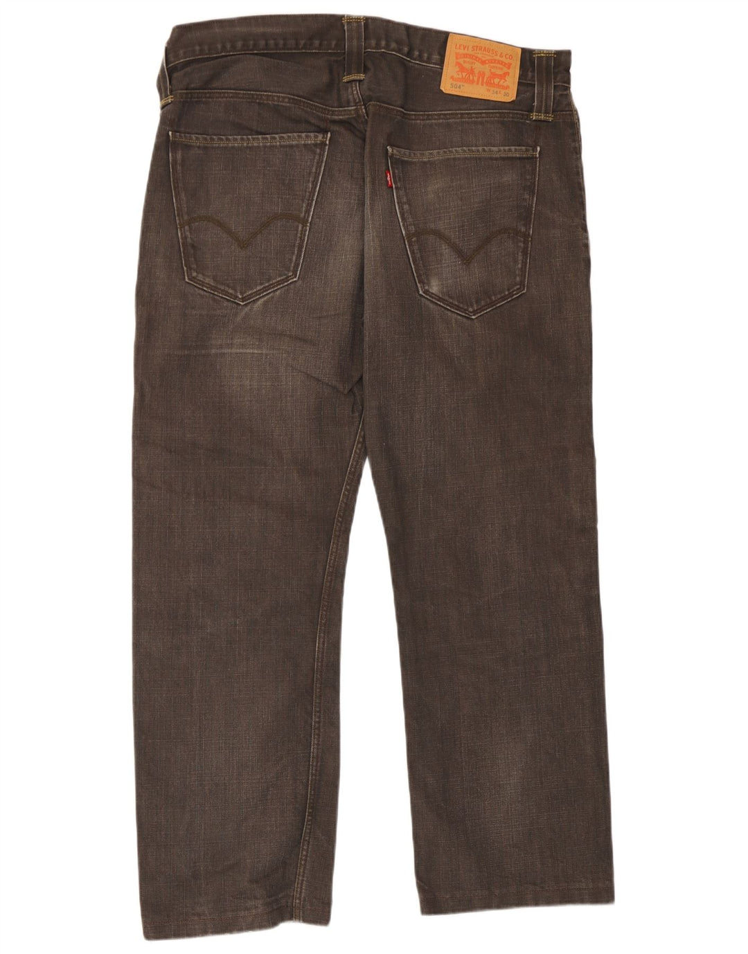 Calça jeans masculina Levi's 504 cortada W34 L26 cinza