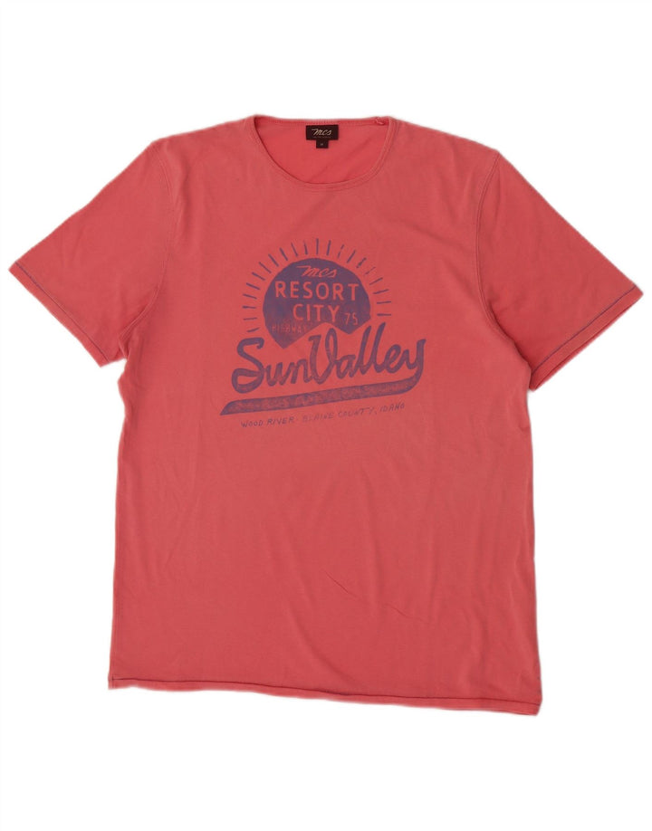 Camiseta gráfica masculina Marlboro Classics Top médio algodão rosa