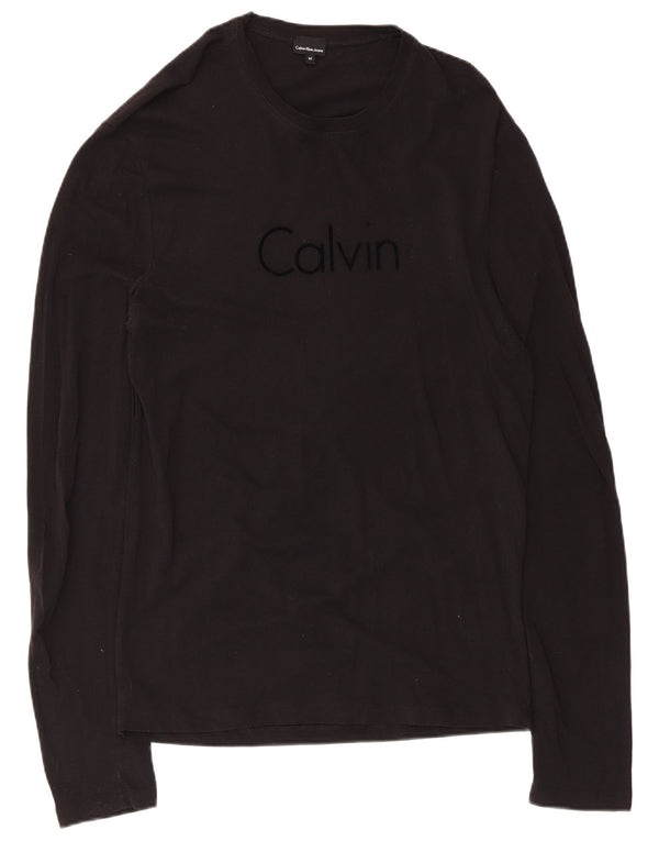 Calvin Klein Jeans Masculino Top Gráfico Manga Longa Médio Preto