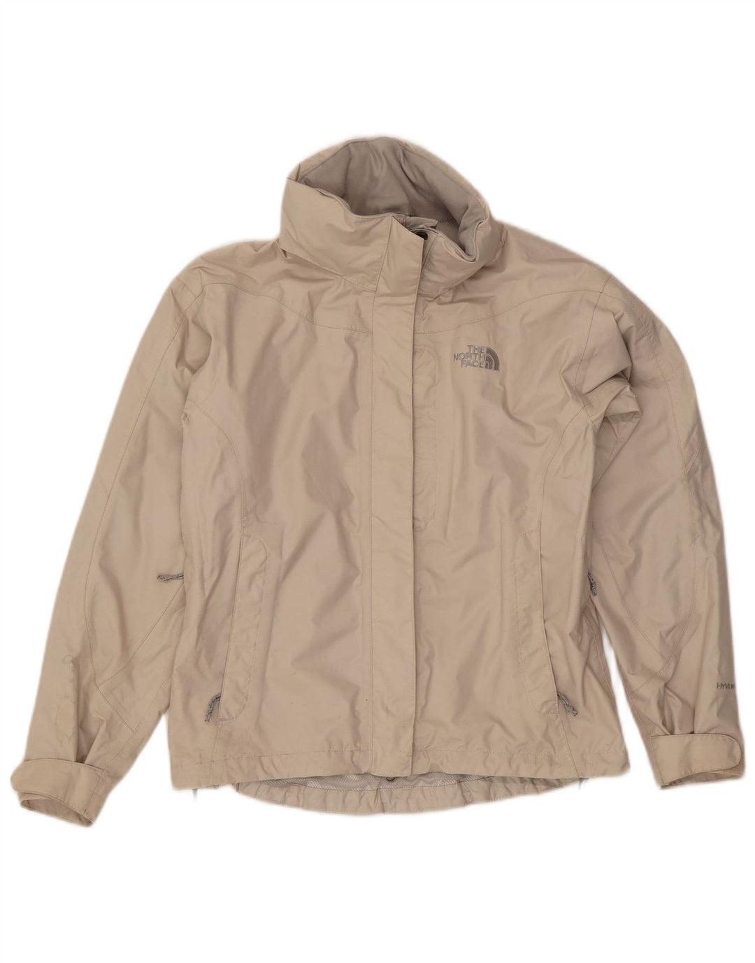 Jaqueta de chuva feminina com capuz grande The North Face Reino Unido 10 pequena bege nylon