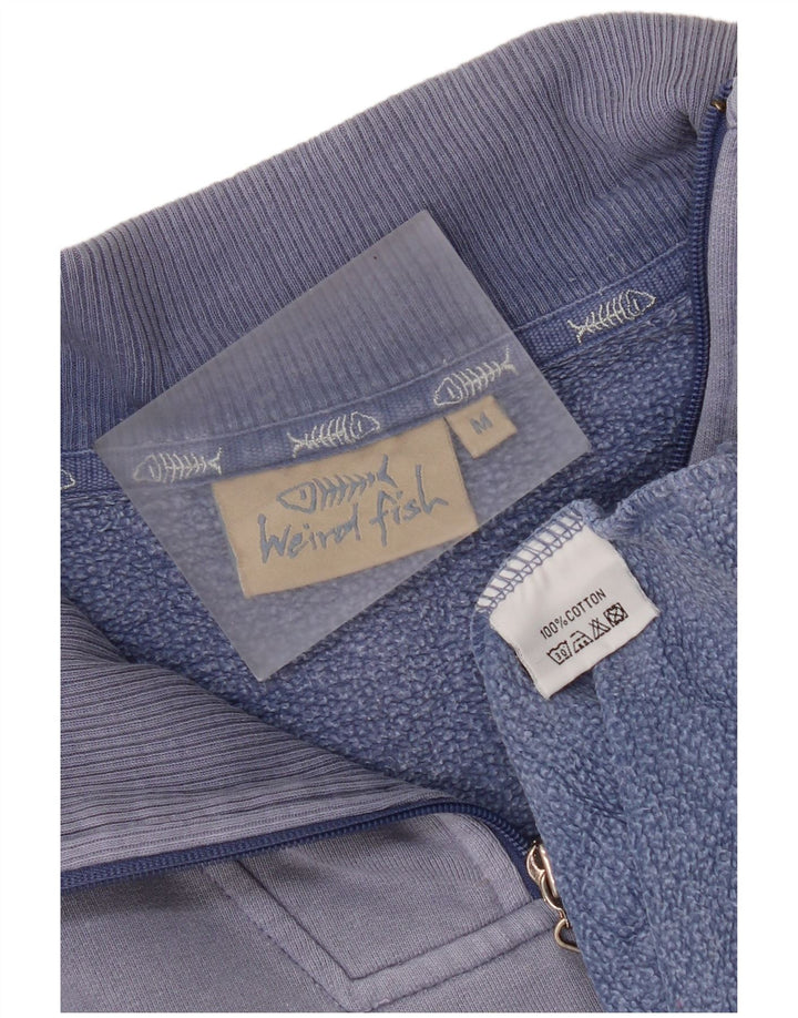 Moletom masculino Weird Fish com zíper e gola em algodão azul médio