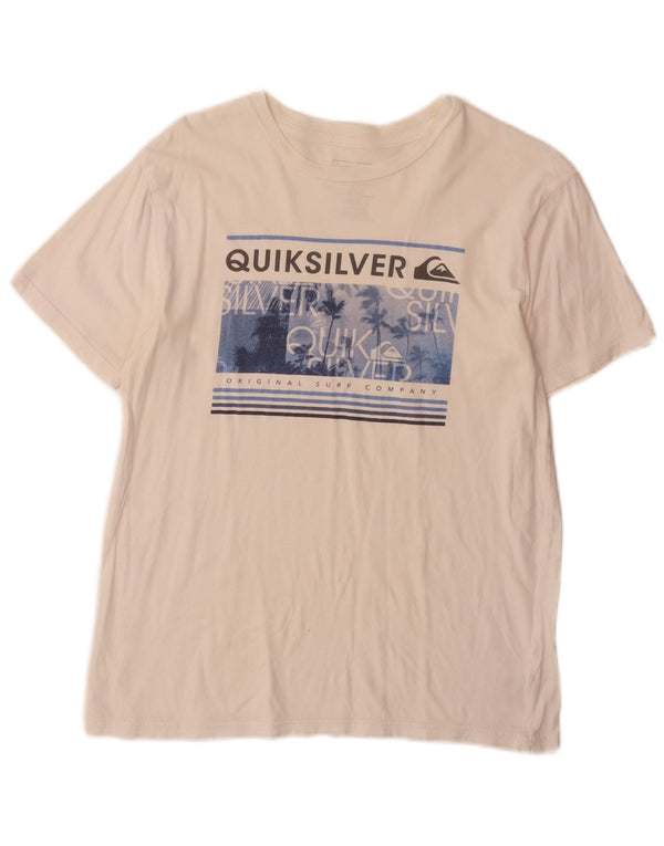 Camiseta feminina Quiksilver com estampa gráfica UK 18 XL algodão branco