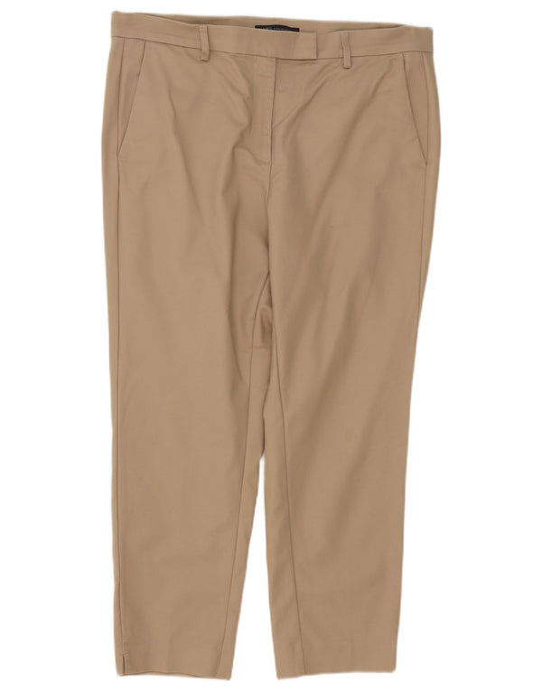 Calças cortadas femininas Marks & Spencer UK 16 grandes W38 L25 algodão bege