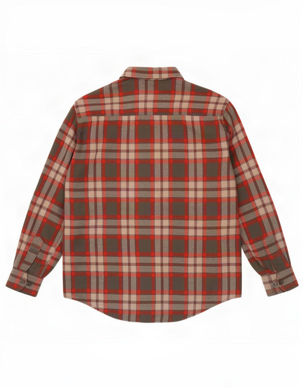Camisa vintage masculina de flanela de lenhador grande acrílico xadrez vermelho