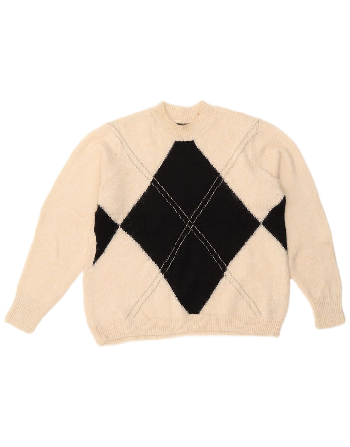 Suéter feminino Marks & Spencer com gola redonda Reino Unido 14 médio branco