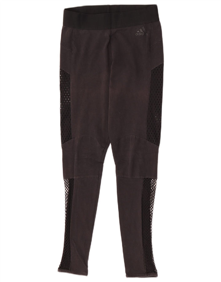 Leggings Adidas Femininas UK 8 Pequenas Pretas Colorblock Algodão