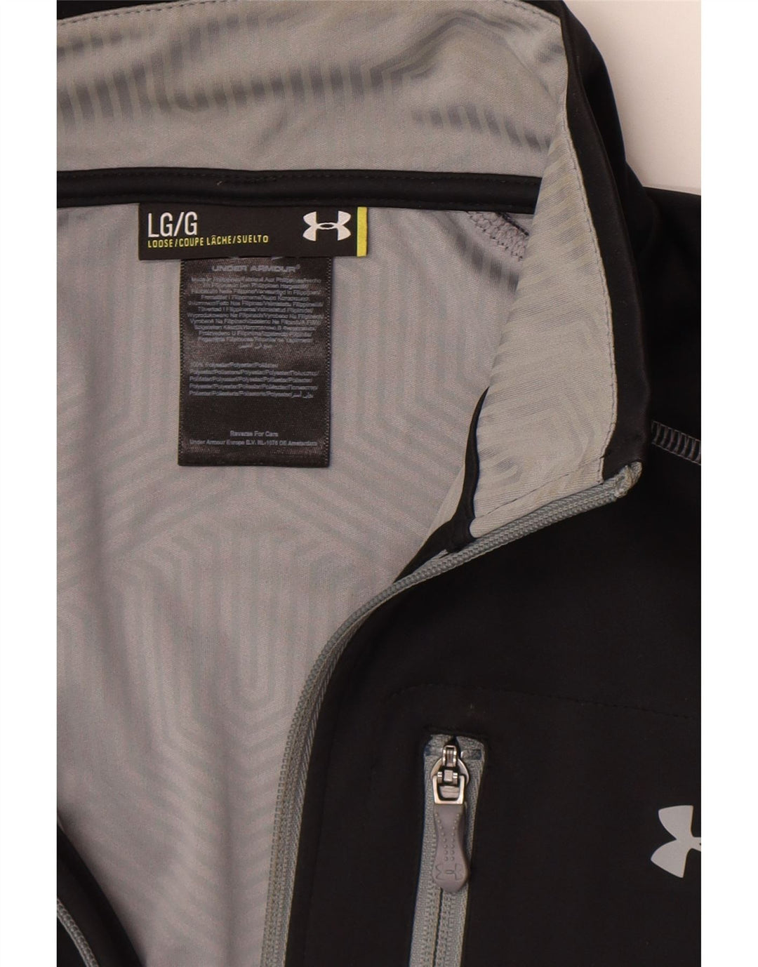 Under Armour Mens Zip Neck Pulôver Treino Top Grande Poliéster Preto