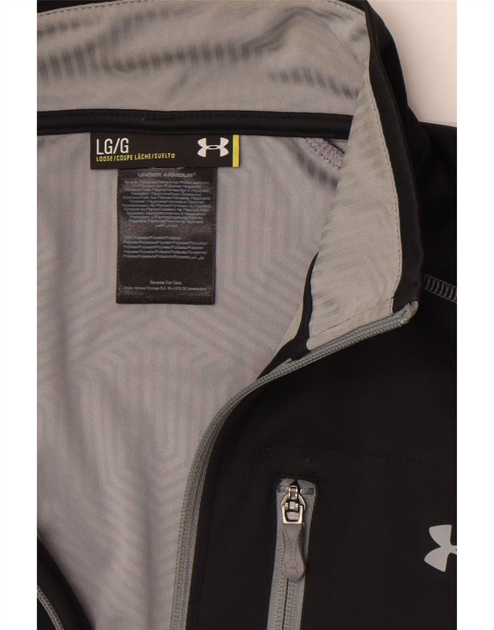 Under Armour Mens Zip Neck Pulôver Treino Top Grande Poliéster Preto
