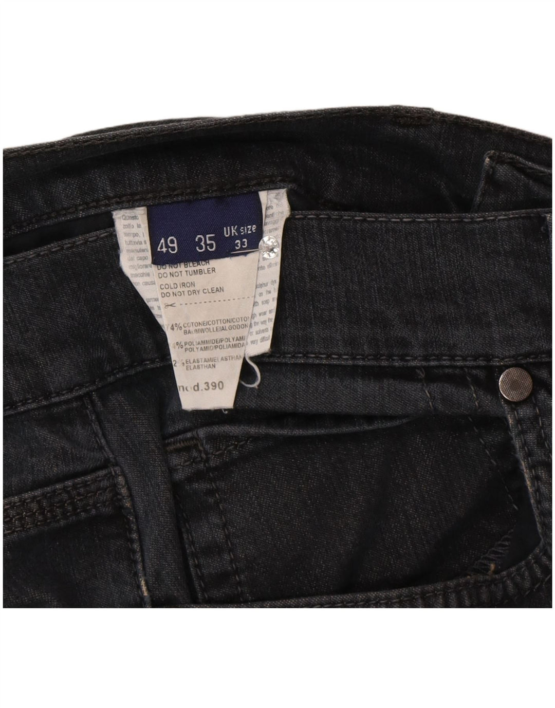Trussardi Mens Straight Jeans W33 L34 Azul Marinho Algodão