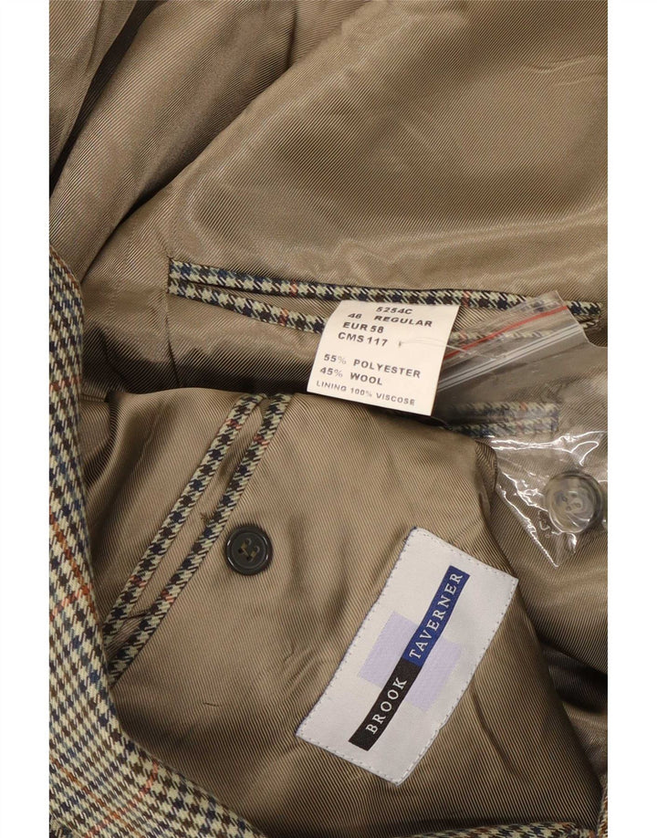 Jaqueta blazer masculina BROOK TAVERNER com 2 botões Reino Unido 46 3XL cinza Houndstooth