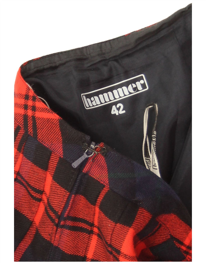 Saia plissada feminina Hammer IT 42 médio W30 xadrez vermelho lã nova