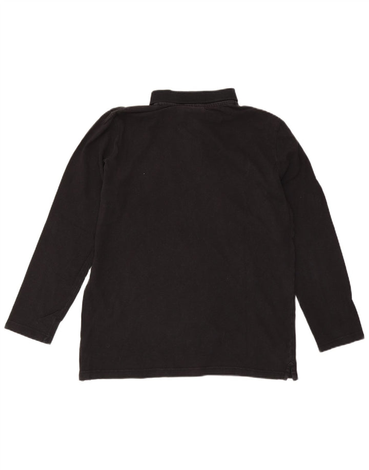 Camisa polo masculina Kappa de manga comprida de algodão preto médio