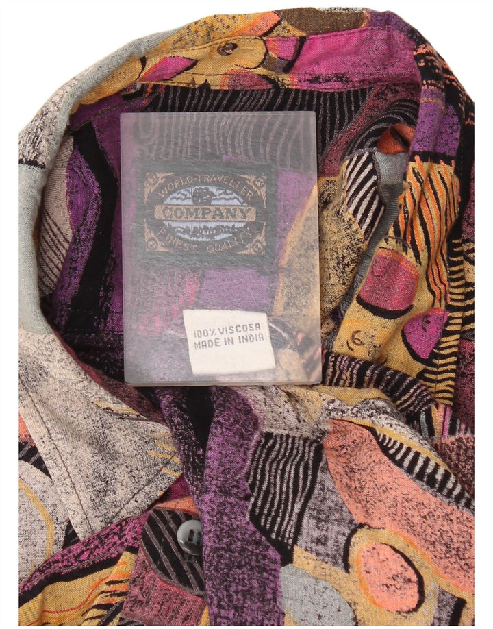 Camisa masculina vintage solta ajuste médio multicolorido colorblock retrô