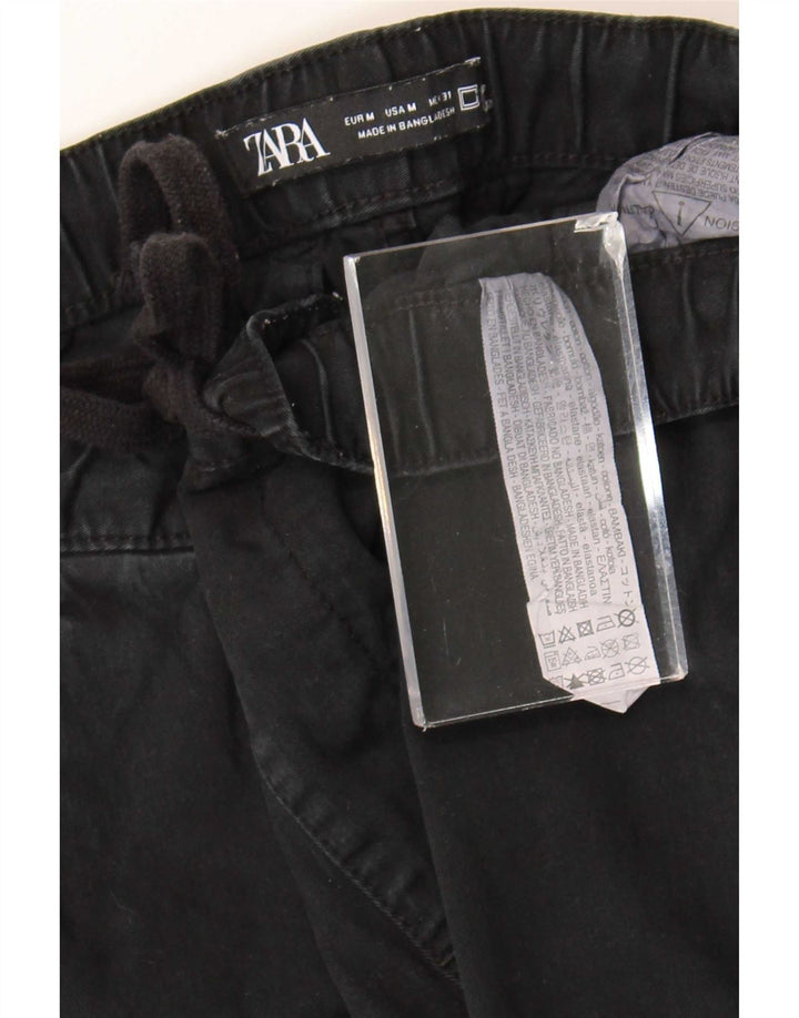 Zara Mens Joggers Cargo Calças Médio W31 L26 Algodão Preto