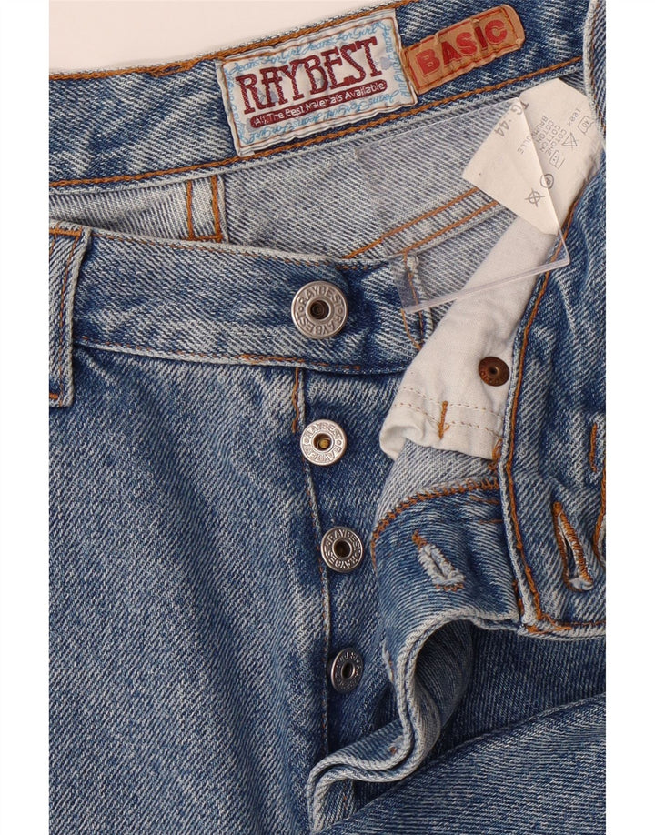 RAYBEST Jeans Cônicos Básicos Femininos IT 44 Médio W28 L28 Algodão Azul