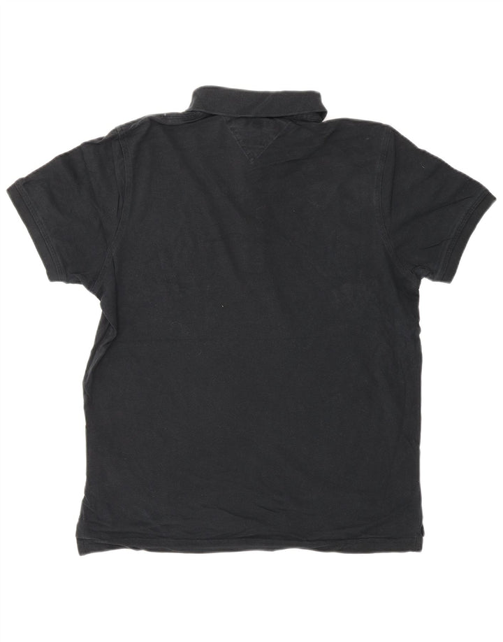 Camisa polo masculina TOMMY HILFIGER slim fit de algodão preto médio