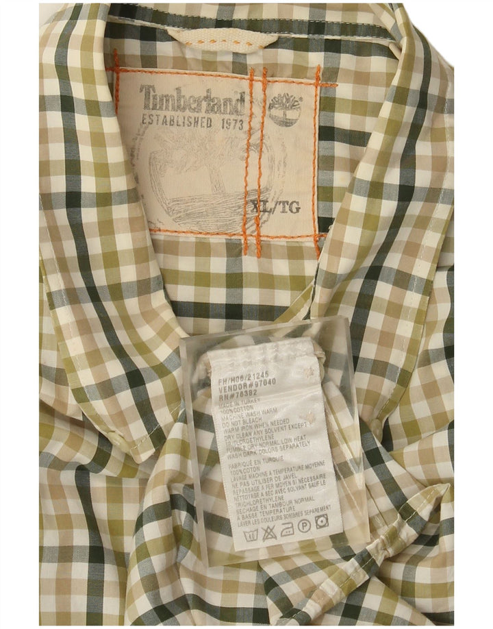 Camisa masculina Timberland XL verde algodão guingão