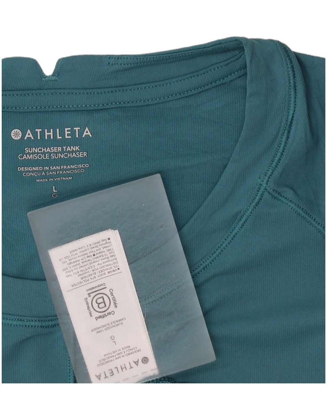 Colete feminino Athleta UK 14 grande poliéster azul