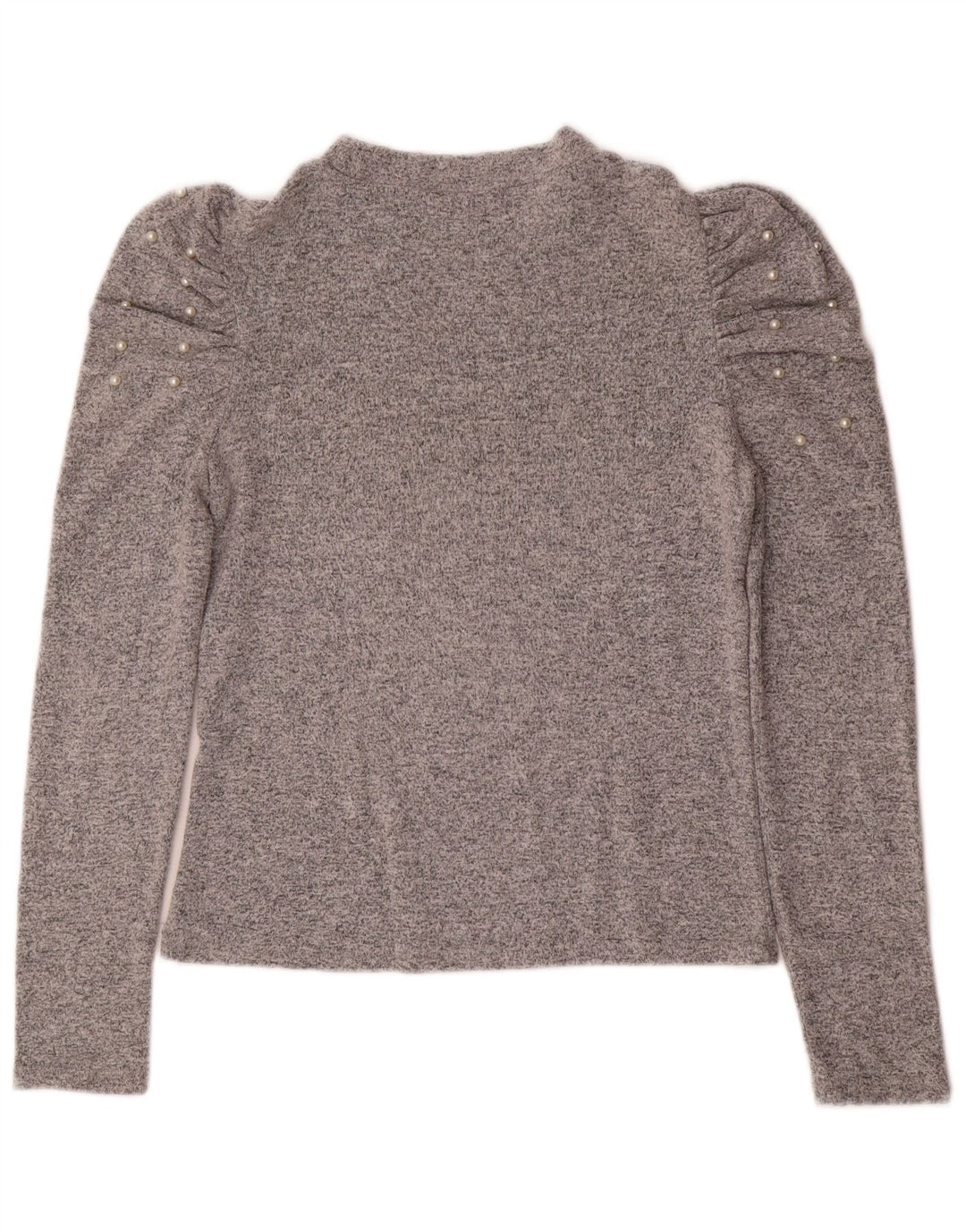 Suéter feminino Zara com gola redonda, Reino Unido 12 cinza médio