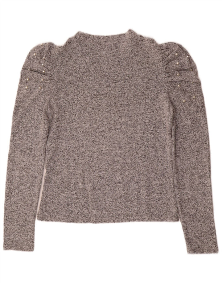Suéter feminino Zara com gola redonda, Reino Unido 12 cinza médio