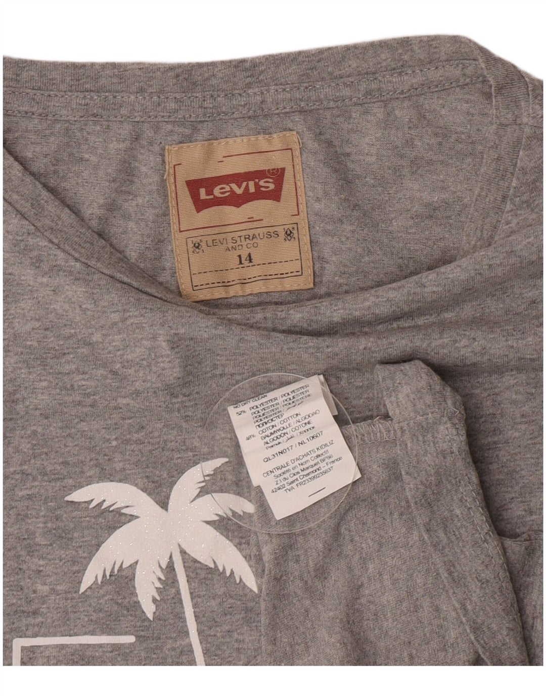 Top Levi's Meninas Graphic T-Shirt 13-14 Anos Cinzento Poliéster