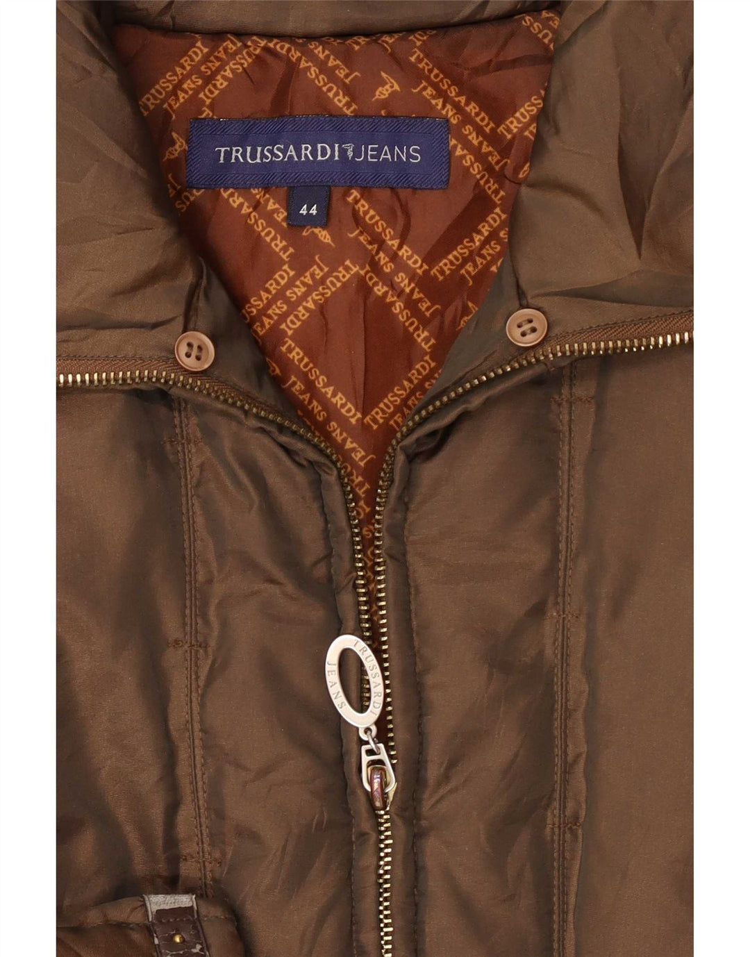 Trussardi Jeans Jaqueta feminina gráfica acolchoada IT 44 Poliamida marrom médio