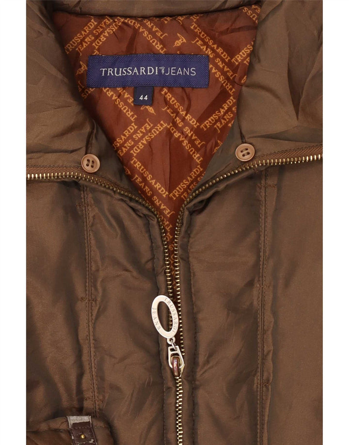 Trussardi Jeans Jaqueta feminina gráfica acolchoada IT 44 Poliamida marrom médio
