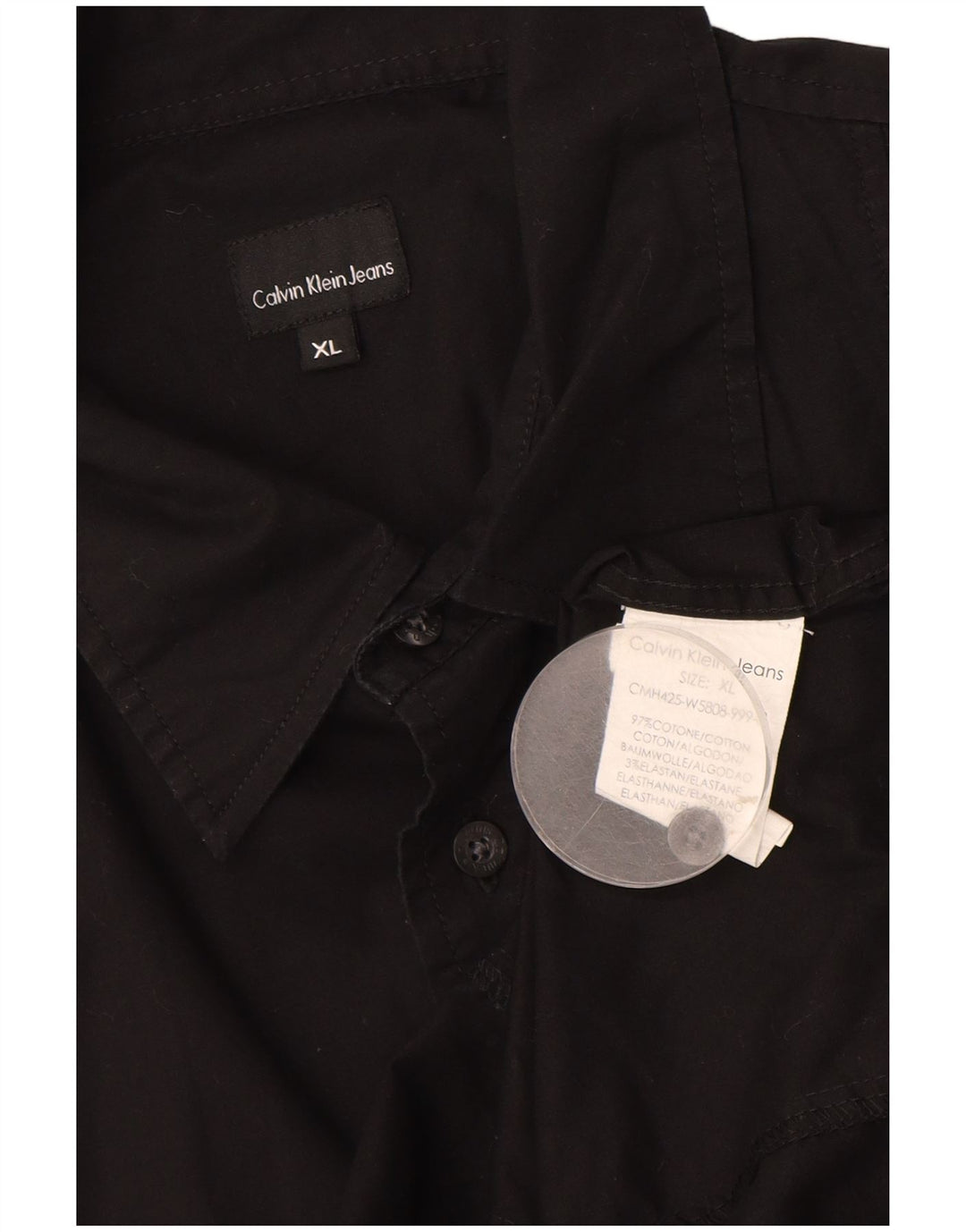 CALVIN KLEIN JEANS Camisa masculina de manga curta XL algodão preto