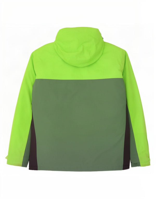 Jaqueta corta-vento masculina Jack Wolfskin com capuz UK 48 2XL verde colorblock