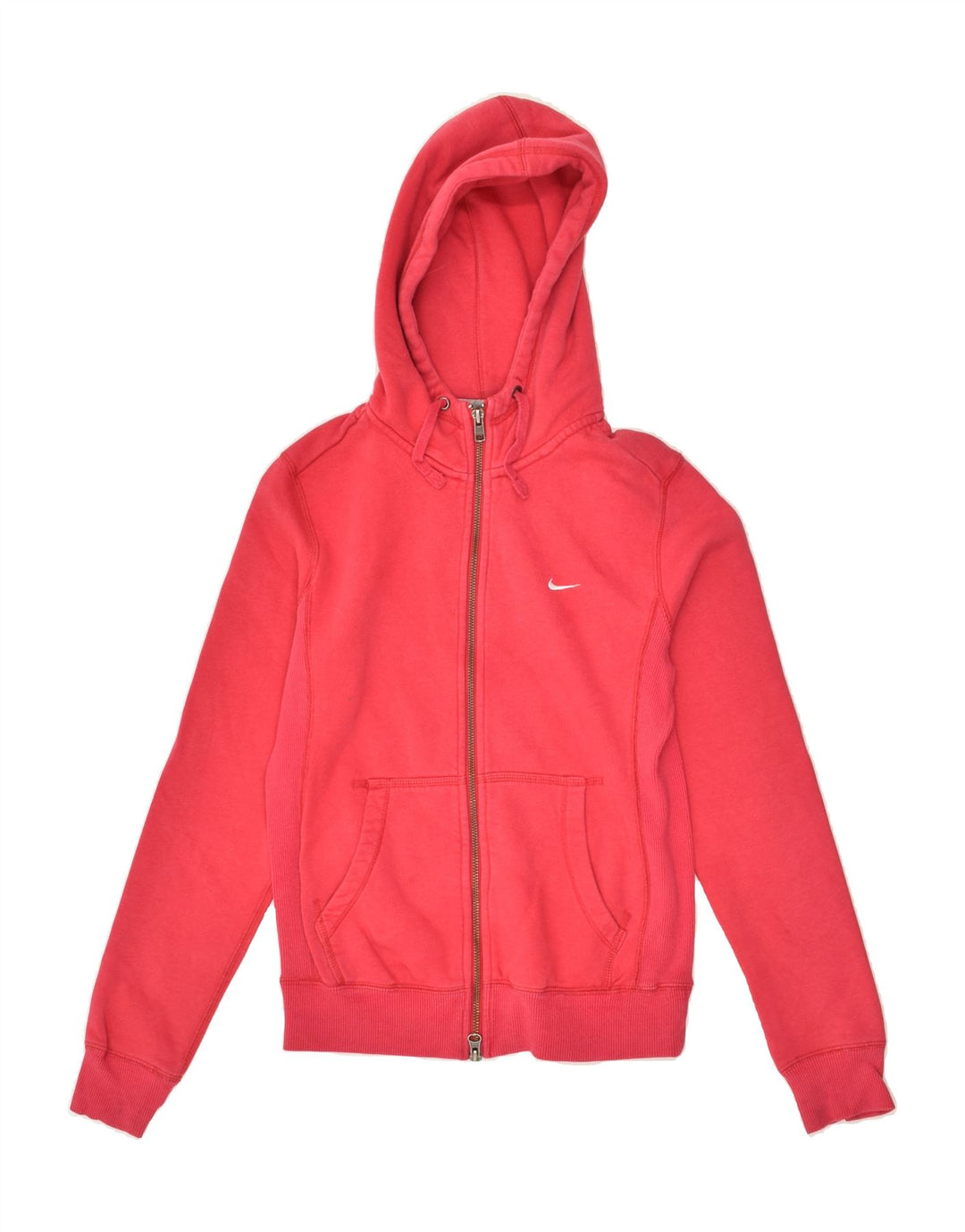 NIKE Womens Zip Hoodie Sweater UK 8/10 Small Red Cotton | Vintage Nike | Thrift | Second-Hand Nike | Used Clothing | Messina Hembry 