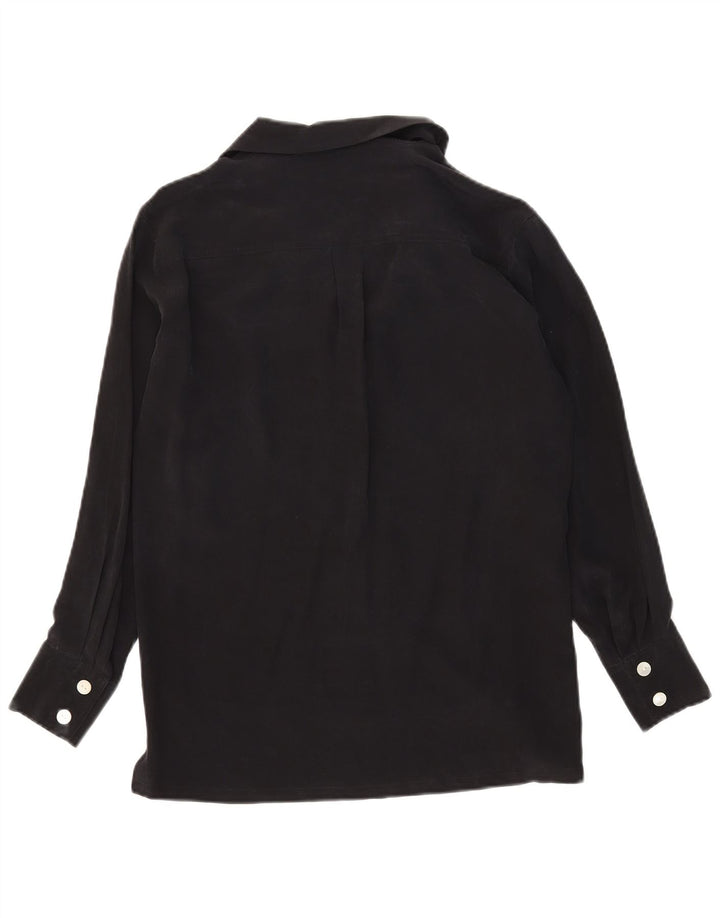 Blusa feminina Spazio de grandes dimensões Reino Unido 10 pequena seda preta