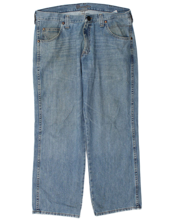 Wrangler Mens Straight Jeans W36 L30 Azul Algodão