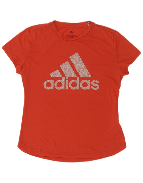 Camiseta Adidas Feminina Climalite Graphic Top UK 16/18 Grande Laranja Poliéster