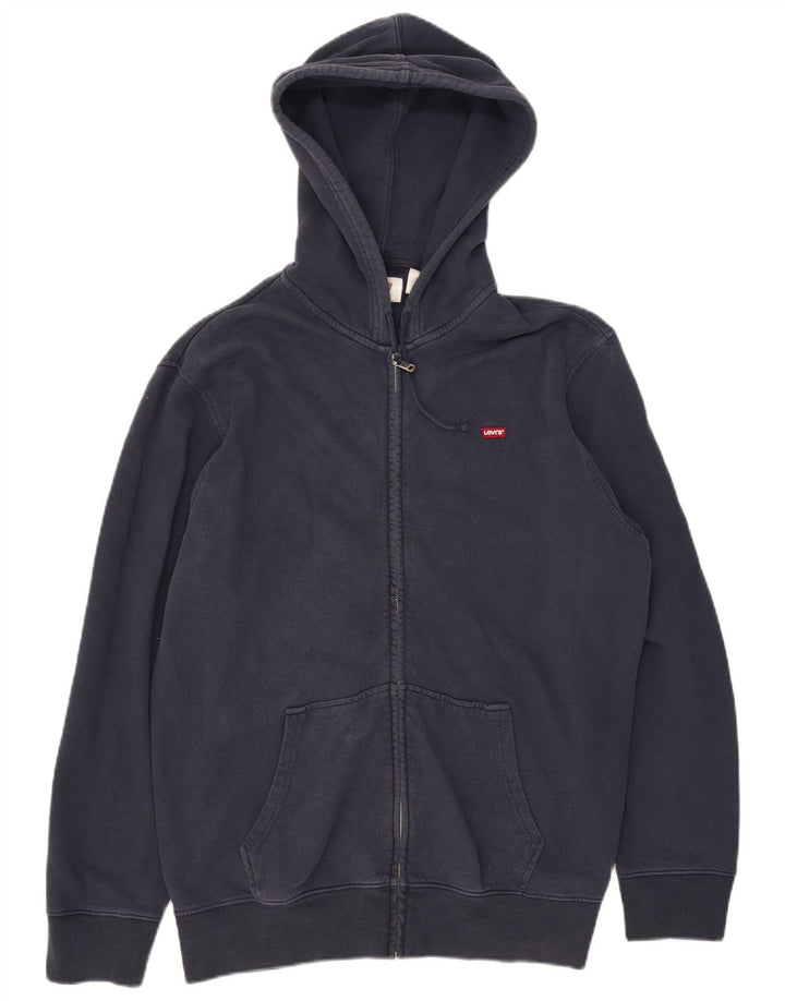 Suéter masculino com capuz e zíper Levi's XL azul marinho algodão