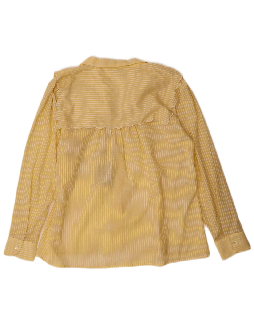 Blusa feminina vintage US 10 poliéster listrado amarelo grande