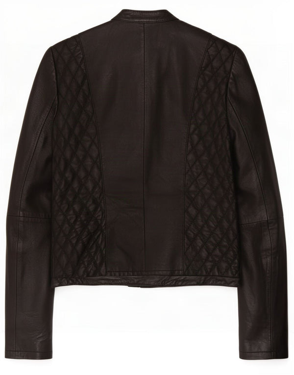 Jaqueta feminina Zara Biker UK 10 pequena couro preto