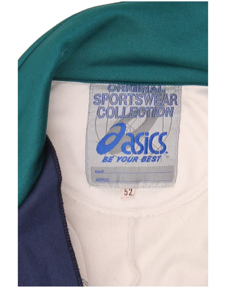 ASICS Mens Graphic Tracksuit Top Jacket IT 52 Grande bloco colorido azul marinho